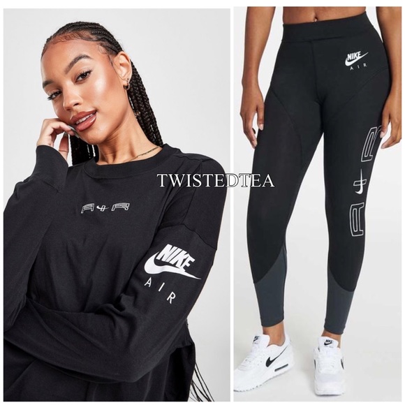 Nike Pants - NWT Nike Air 2 piece L women’s matching set long sleeve T-shirt leggings set